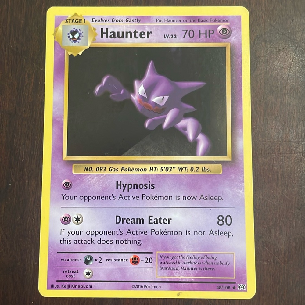 Stage one 2016 Haunter 48/108, LV.22, HP 70